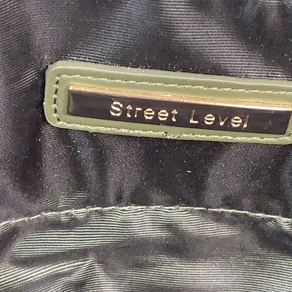 Street Level Dark Olive Green Vegan Leather Abstract Mesh Shoulder Bag - Picture 9 of 11